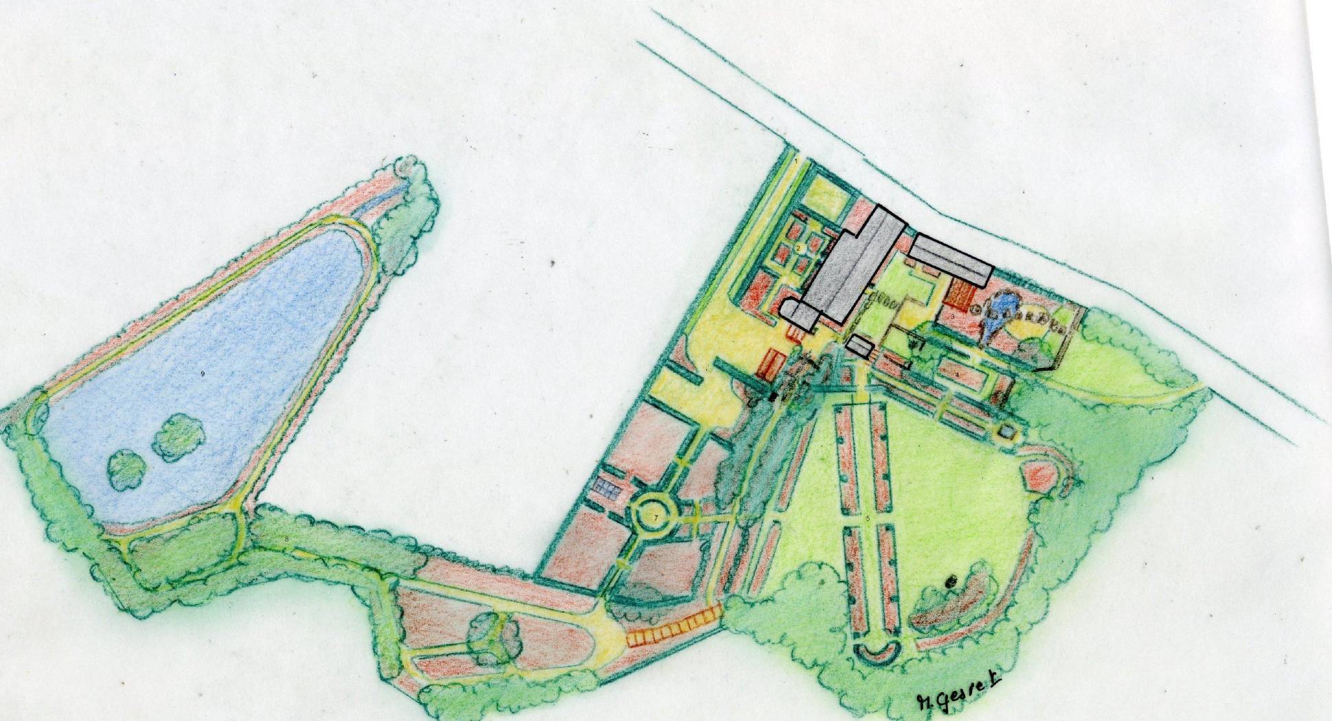 Plan d'ensemble d'un parc en Bretagne